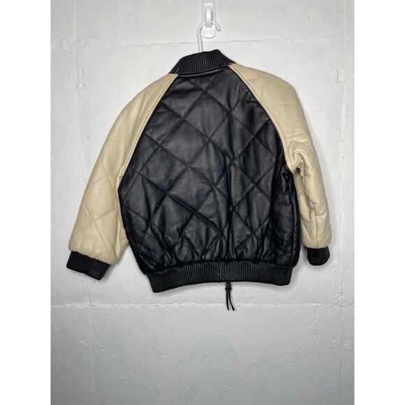 Vintage Shebang USA Kids Bomber Jacket Quilted Thick 100% Leather Size Small 4/5 - Picture 5 of 7